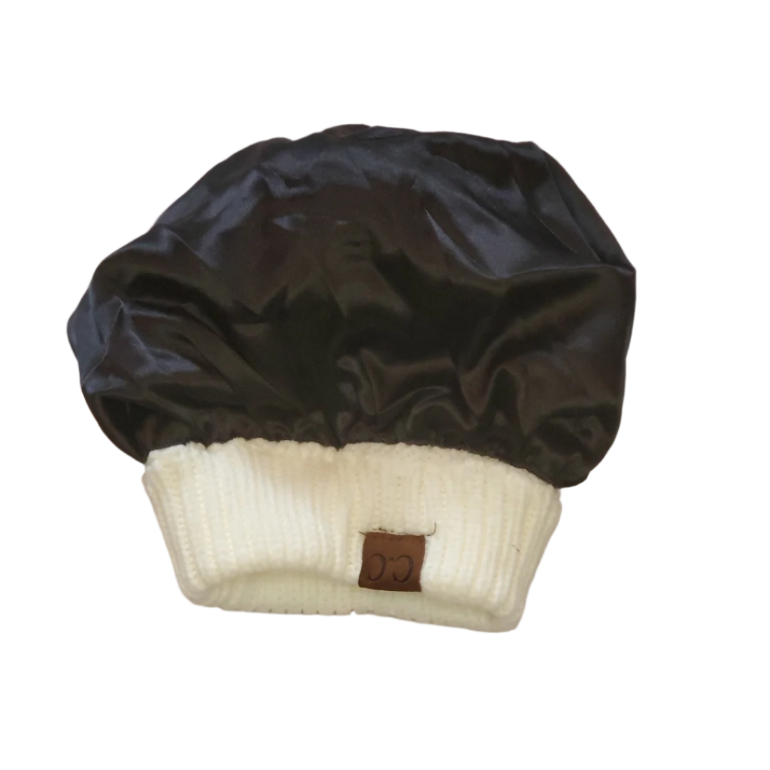 Forever Jasmine Satin Lined Beanie Cap w/ Pom Pom