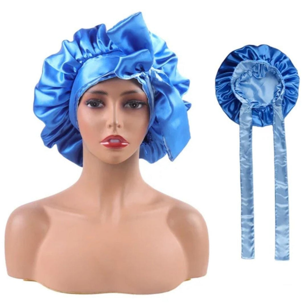 Forever Jasmine "Night Tierra" Reversible Double-Lined Satin Bonnet with Tie – Edge Protection & Stay-On Fit