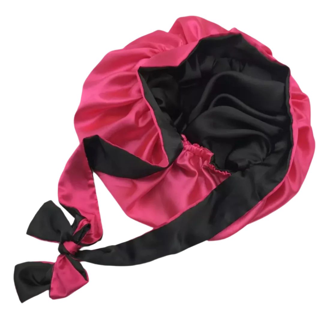 Forever Jasmine "Night Tierra" Reversible Double-Lined Satin Bonnet with Tie – Edge Protection & Stay-On Fit