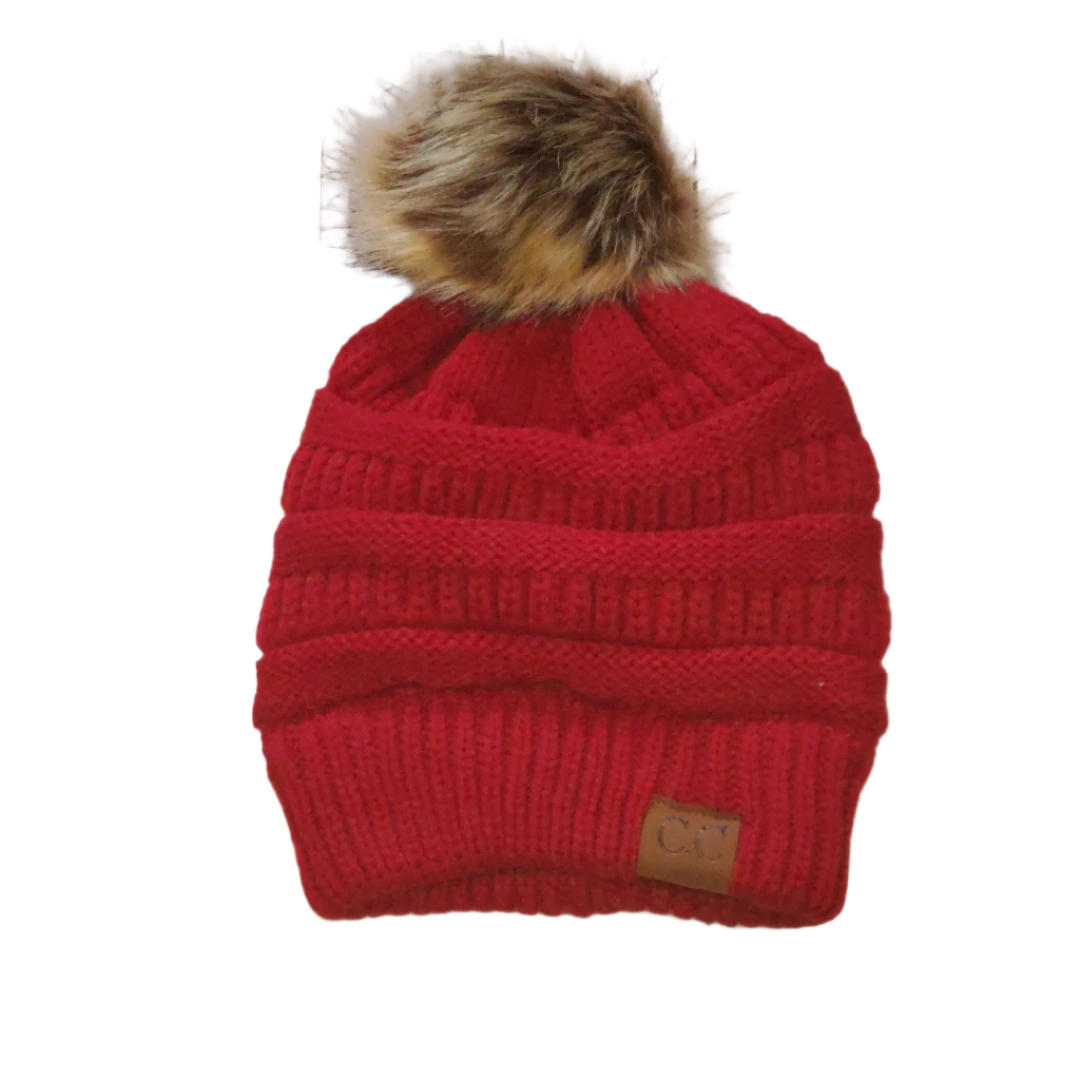 Forever Jasmine Satin Lined Beanie Cap w/ Pom Pom