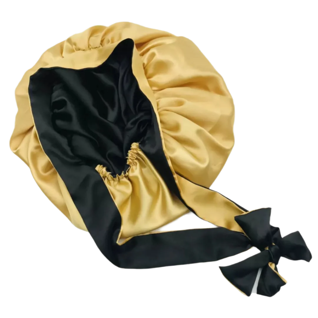 Forever Jasmine "Night Tierra" Reversible Double-Lined Satin Bonnet with Tie – Edge Protection & Stay-On Fit
