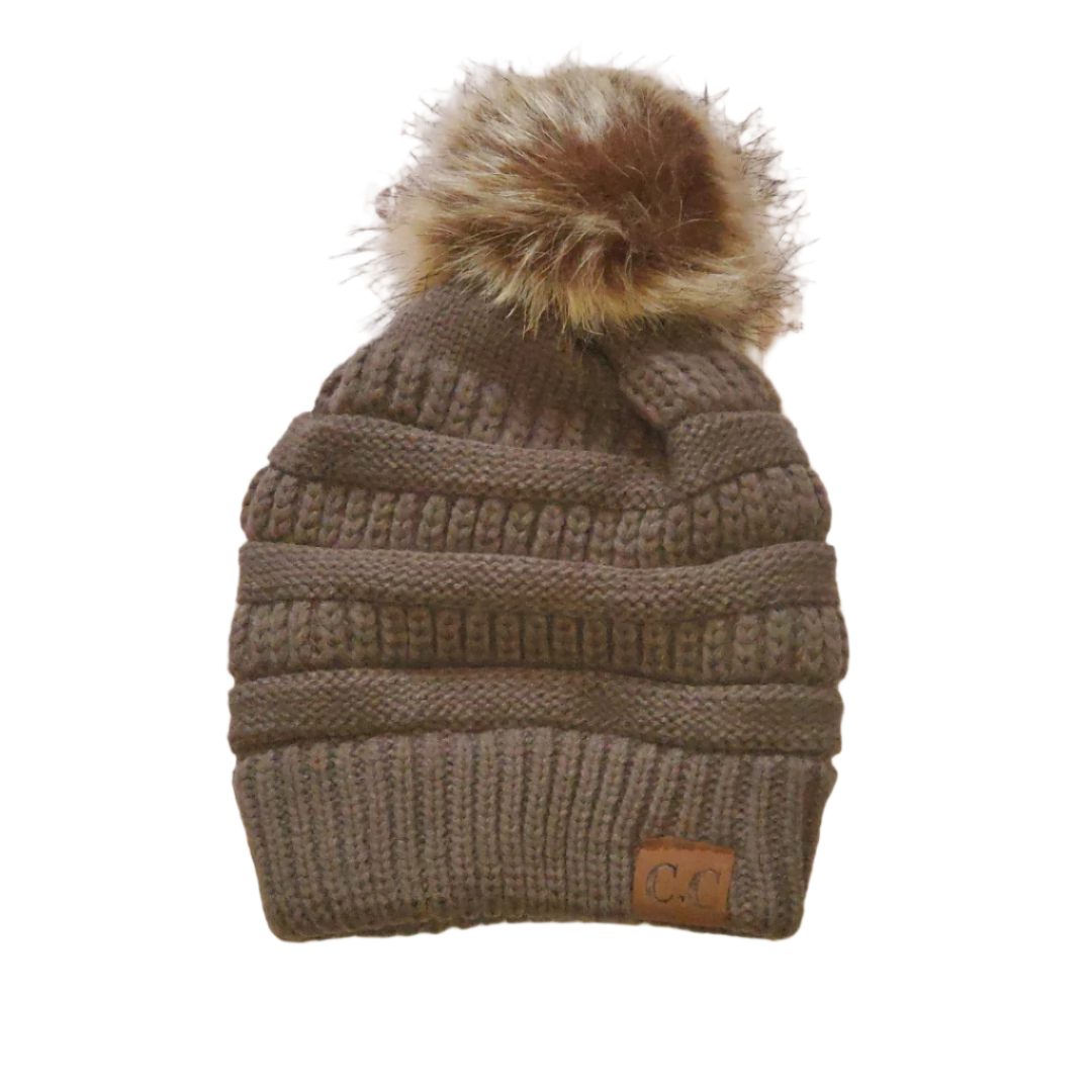 Forever Jasmine Satin Lined Beanie Cap w/ Pom Pom